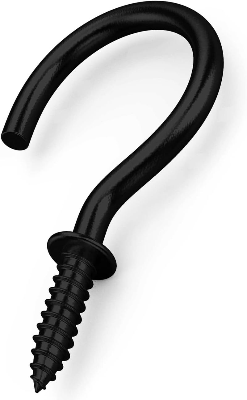 Hulless 100 Pcs 1/2 Inch Metal Cup Hooks Ceiling Screw Hooks for Attachment and Suspension, Black - Image 2